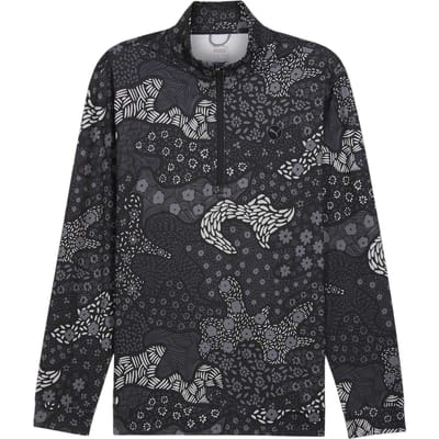 Puma Heren-T-shirt met camouflageprint en kwartrits (Zwart/Laat)
