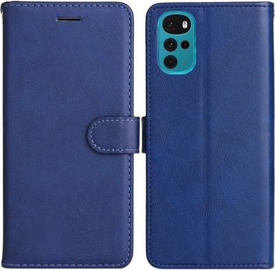 LuxeBass Hoesje geschikt voor Motorola Moto G62 - Boekhoesje - Telefoonhoes - GSM hoes - Blauw gsm hoesje - telefoonhoes - telefoonhoesjes
