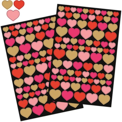 Hartjes Stickers Goudfolie & Roze – 2 Grote Stickervellen met 174 Hartjes