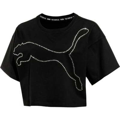 Puma x The Kooples Womens Tee Graphic Logo Cropped T-shirt 578390 01