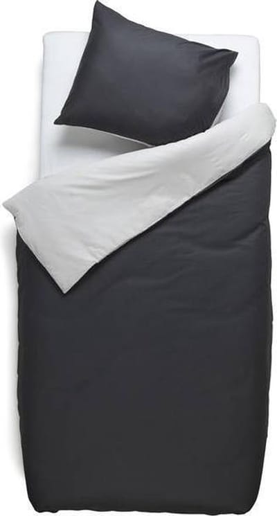 Snoozing Two Tone - Dekbedovertrek - Eenpersoons - 140x200/220 cm + 1 kussensloop 60x70 cm - Antraciet/Grijs