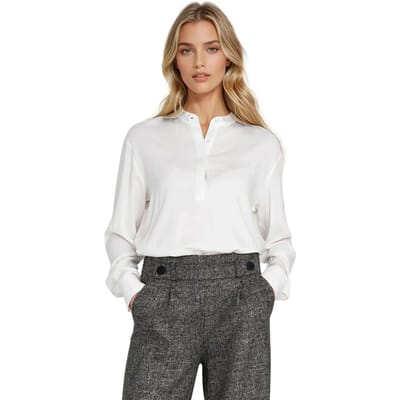 Vrouwen polo blouse van viscose met hoge kraag Nife