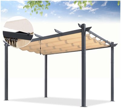 PURPLE LEAF Pergola – Stevig Aluminiumframe – Verstelbaar Zonneschermdak – UV Werend Doek – Weerbestendig en Roestvrij