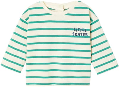 Vertbaudet Gestroomd T-shirt met drukknoopjes op de rug voor baby's in biologisch katoen