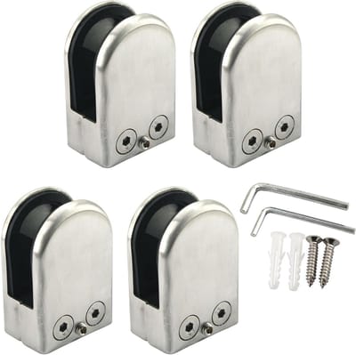 Verstelbare Glasklemmen voor 16-17mm Glas, Ideaal voor Balustrades, Douchekamers en Planken (4 Stuks)