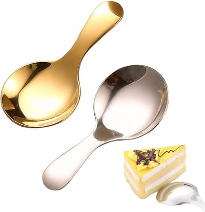 2 Pack Lepels met Korte Handgreep - RVS Mini Zoutlepels - Suikerlepel - Theelepel voor Thee, Koffie, Dessert, Bloem, Jam, Yoghurt