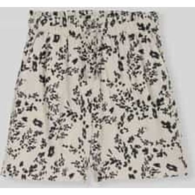 Tom Tailor Denim - Loszittende short met linnen - Maat M - beige black flower print