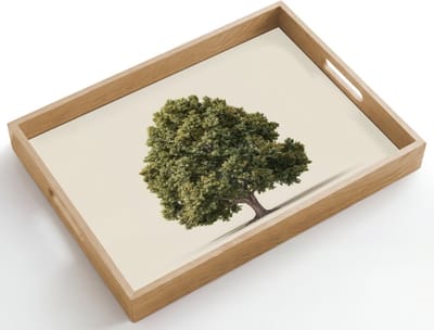 Dienblad hout 50x35 cm - Schootdienblad - Eikenboom - Groen - Lichte achtergrond - Borrelplank rechthoek - Plateau dienbladen