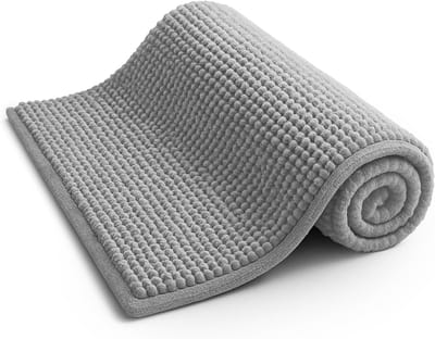 Antislip badmat – Zachte en comfortabele microvezelmat, machinewasbaar – Absorberend en sneldrogend voor een hygiënische en schone badkamer (lichtgrijs – 40 x 60 cm)