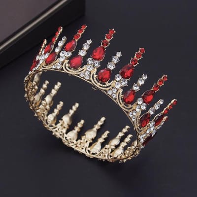 Vintage Barok Blauwe Kristallen Bruiloft Kroon Haar Sieraden Bruids Hoofdtooi Koningin Koning Bruid Tiara's Diadeem Voor Feest Prom Ornamenten brown
