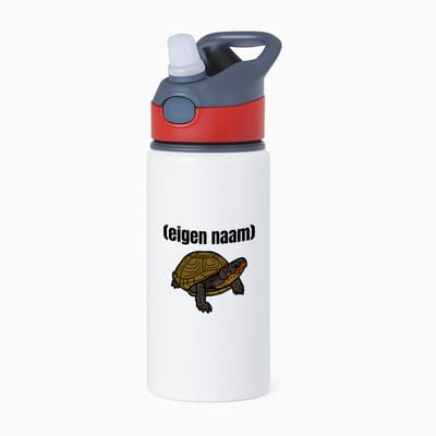 Hacebo® - schildpad met eigen naam waterfles met rietje rood - Schildpad - schildpad liefhebbers - iemand die houdt van schildpadden - verjaardag - cadeau - kado - geschenk - water fles - 650ML