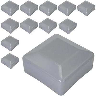 Hekpaaldoppen Vierkant 60 x 60 mm - Grijze Kunststof Doppen voor Hekpalen
