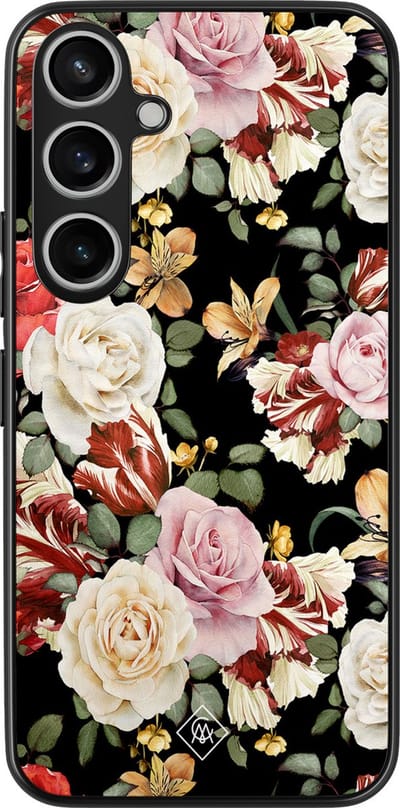 Casimoda® hoesje - Geschikt voor Samsung Galaxy A35 5G - Bloemen flowerpower - Zwart TPU Backcover - Bloemen - Multi