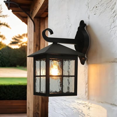 Licht-Erlebnisse - Baarle - Wandlamp - IP43 - E27 - van - Gegoten aluminium glas - in - Zwart