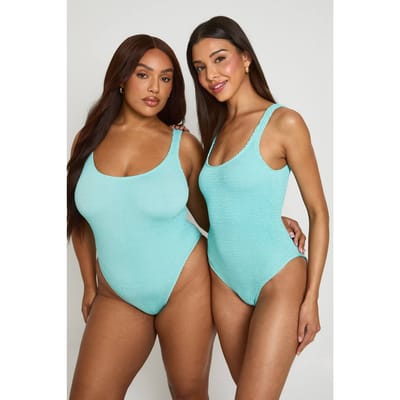 boohoo Dames Premium One Size Fits All Gekreukt Scoop Badpak | Aqua