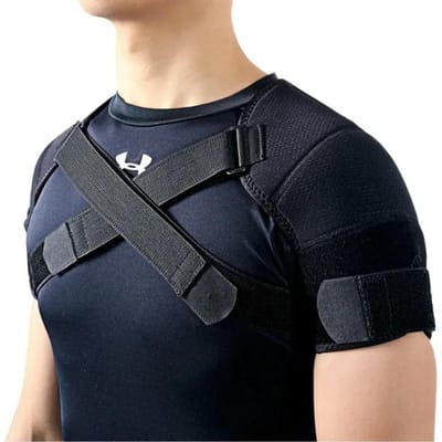 Manchon de compression chaud double épaule pour soulager la douleur de la coiffe des rotateurs Bureau Maison Tricot Cachemire Protection S-M noir