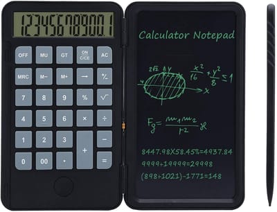 Dailygoody - Calculator Kladblok - 2 in 1 rekenmachine en LCD-schrijfbord - Type-C oplaadbaar - Voor kantoor en school - Handig en veelzijdig