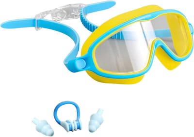 Zwembril Set - Zwemsport Accessoires - Zomer Zwemmen - Groot Montuur - 3 Delig - Blauw