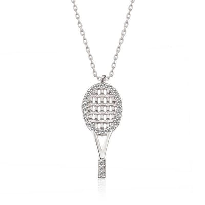925 Sterling Zilveren Tennisracket Ketting – Sportief & Elegant Dames Sieraad, Perfect Cadeau