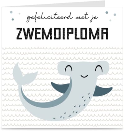 ZWEMDIPLOMA | kaart / wenskaart met envelop | gefeliciteerd met je zwemdiploma