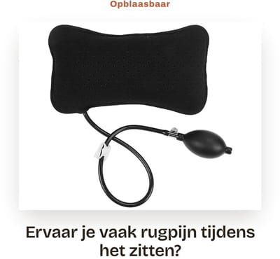 Dailygoods- Lendensteunkussen Opblaasbaar - Draagbaar - Stevig - Ademend - Rugpijn Verlichting - Ingebouwde Hogedrukairbag - Rugkussen
