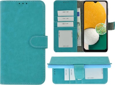 Geschikt voor Samsung Galaxy A13 5G Hoesje - Book Case Wallet Turquoise Cover