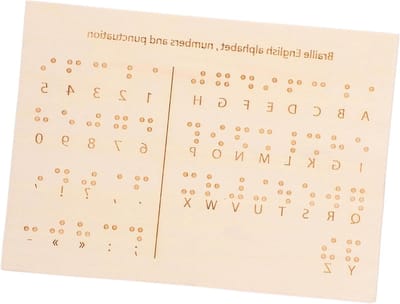 Braille Letterbord - Blindenschoolhulpmiddel Braille Leermiddel - Braille Leren - Nauwkeurig Geplaatste Stippen - 22.1 x 16 x 0.7 cm