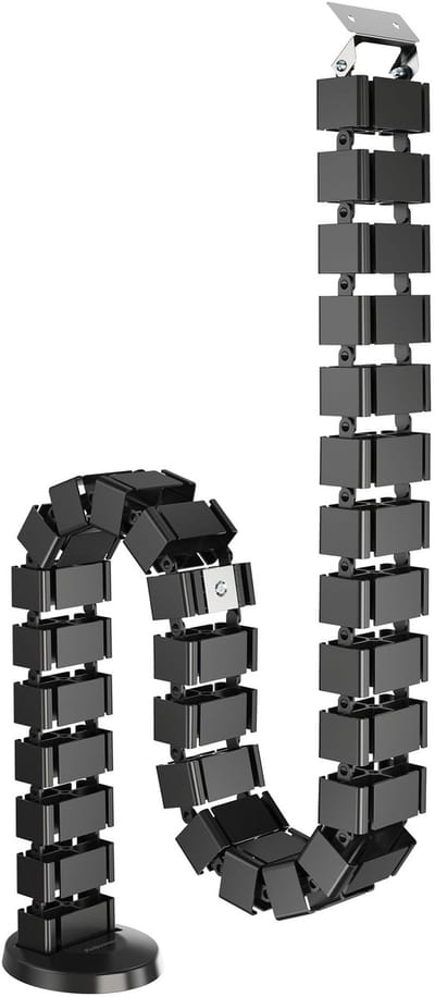 Fellowes - Cablespine - Kabelmanagement Slang voor Bureau – Kabelgoot Zit-Sta Bureau – Verstelbaar tot 130 cm – Kabelorganizer met Magneet & Voetplaat