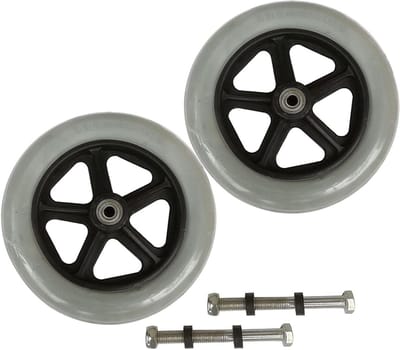 Rolstoel Voorwielen - Zwenkwielen Set - Mobiliteit Verbeteren - Antislip Rubber - 8 Inch - Grijs