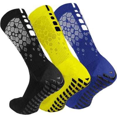 3 paires de chaussettes de football antidérapantes pour hommes et femmes, chaussettes de sport respirantes avec pinces pour Set C