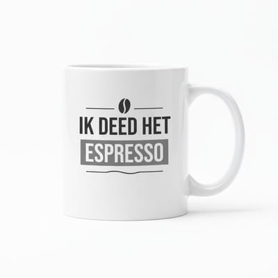 330ml Grappige Koffie Mok – “Ik Deed Het Espresso” Woordgrap – Leuk Cadeau voor Koffieliefhebbers, Kantoor & Vrienden