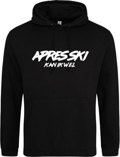 APRES SKI KAN IK WEL Hoodie | Sweater | Capuchon | Trui | Hooded | Print | Zwart | Maat S