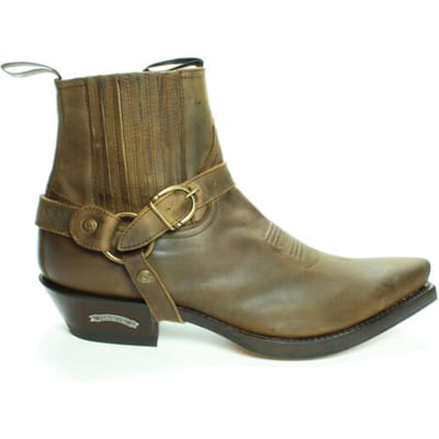 Sendra Boots 4674 Hilux Bruin Cowboy Western Korte Laarzen Heren Enkellaars Spitse Neus Schuine Hak Lederen Zool Elastiek Sluiting Afneembaar Sierspoor Echt Leer Maat 42