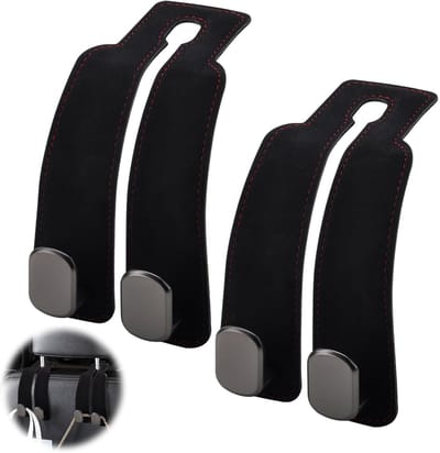 organizer, haken voor autostoel, achterbank, accessoires, auto, interieur, tas, haken, tashouder, 2 stuks, zwart