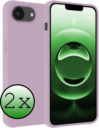 Hoesje 2 Stuks - Geschikt voor Apple iPhone 16e - Sterk & Shockproof - Case Siliconen - Back Cover - Telefoon Hoes - Lila