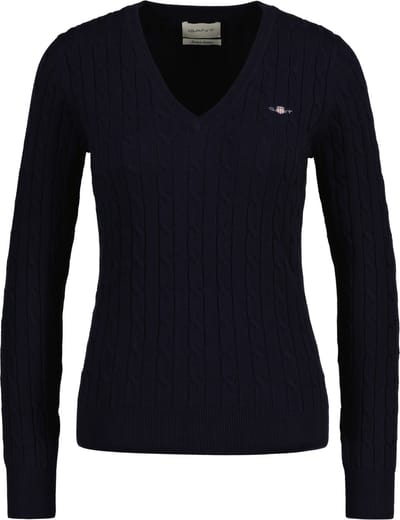 GANT Gebreide trui STRETCH COTTON CABLE V-NECK