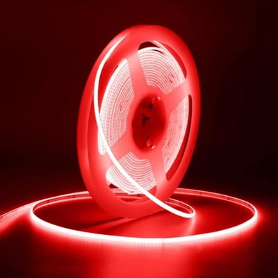 SnelShoppen - DC12V COB LED Strip 5M - Super Bright Flexibele LED Strip Licht Rood - 480 LEDs/m CRI90+ voor TV, Slaapkamer, Keuken, Kasten, Auto, DIY
