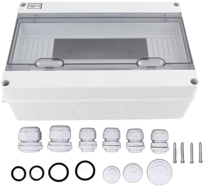 Verdeelbox 15 groepen - Aansluitdoos - Stroomregeling buiten - Transparant deksel - 32 x 20 x 11 cm - Grijs