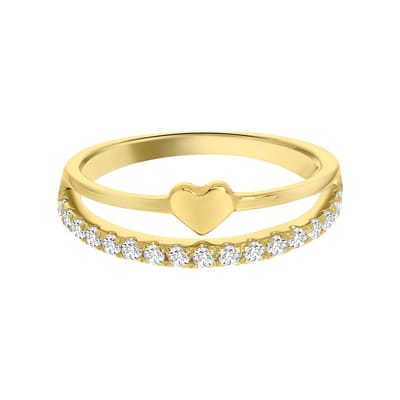 Lucardi Kinder Zilveren goldplated kinderring hart met zirkonia - Ring - 925 Zilver - Goudkleurig - 16.50 / 52 mm