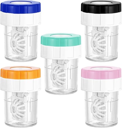 Lensdoosje- Handmatige contactlensreiniger-contactlensreiniger- Lenshouder -Lenzendoosje-lensreinigingscontainer- Bewaarset voor op reis-Lensreinigingscontainer-5 stuks- Veelkleurig