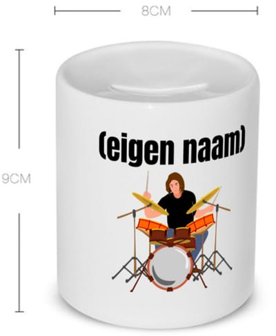 Akyol - drummer met drumstel met eigen naam Spaarpot - Drummen - muziek liefhebbers - drummers - drumstel - verjaardag - cadeau - kado - 350 ML inhoud