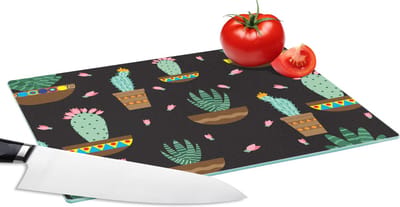 Glazen Snijplank - 28x20 - Cactus - Patronen - Planten - Snijplanken Glas
