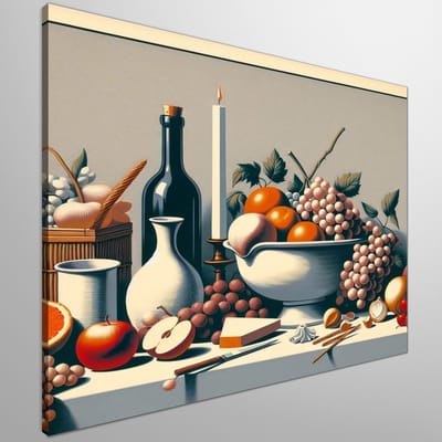 Modern stilleven schilderij | Hedendaags stilleven: een eigentijdse verbeelding van rust en kleur | Kunst - 60x60 centimeter op Canvas | Foto op Canvas