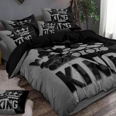 Grijs en Zwart King Size Bed Patroon Donzen Dekbedovertrek Set, Zacht en Comfortabel Slaapkamer en Slaapzaal Decoratie Beddengoed Set EU Twin(135x200cm) gray