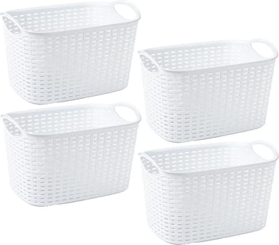 Plasticforte opbergmand/kastmandje - 4x - 6,4 liter - ivoor wit - kunststof - 19 x 29 x 18 cm