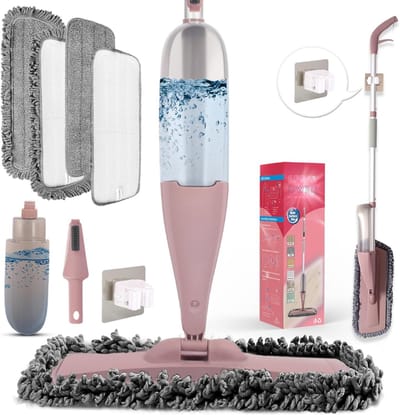 SCH® Dweil met spray - Dweil - Mop - Roze - 42cm x 17cm x 125cm