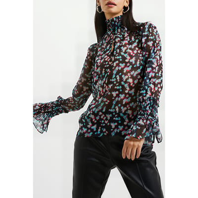 French Connection Anye Hallie L/s High Nk Top Misc. Maat: XS | Blouses Outlet | Dames