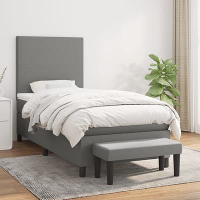 vidaXL - Boxspring - met - matras - stof - donkergrijs - 80x200 - cm