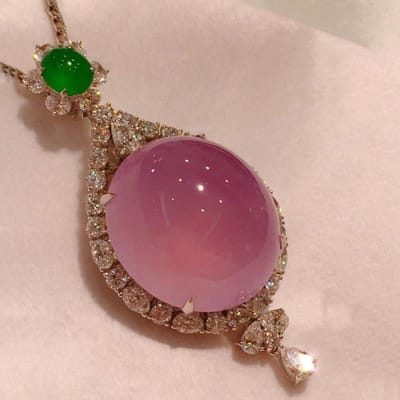 Chalcédoine Jade Graine de Glace Naturelle Couleur Violet Ensembles de Bijoux Larges Romantique et Créatif Doux Mariage Fiançailles Collier Bague