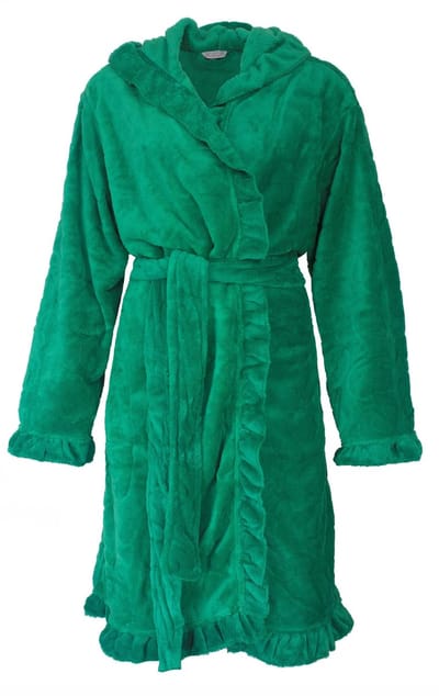 Tenderness Dames Badjas - Fleece - Capuchon - Groen - Maat S